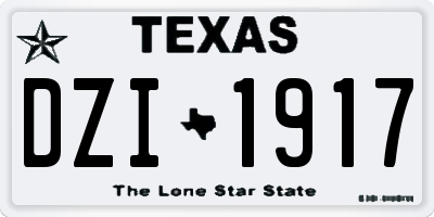 TX license plate DZI1917