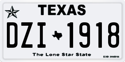TX license plate DZI1918