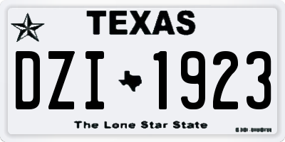 TX license plate DZI1923