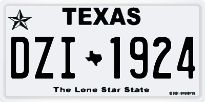TX license plate DZI1924