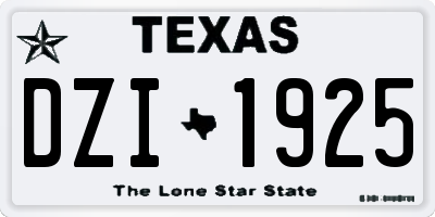 TX license plate DZI1925