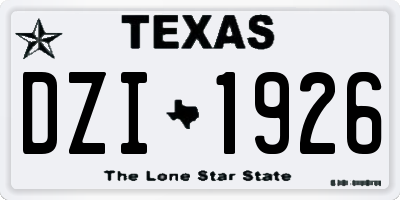 TX license plate DZI1926