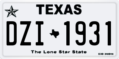TX license plate DZI1931