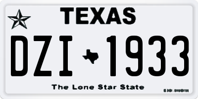 TX license plate DZI1933