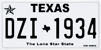 TX license plate DZI1934