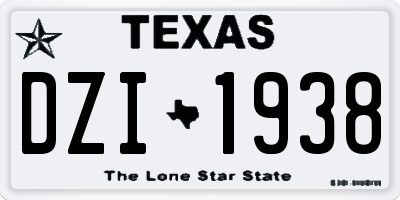 TX license plate DZI1938