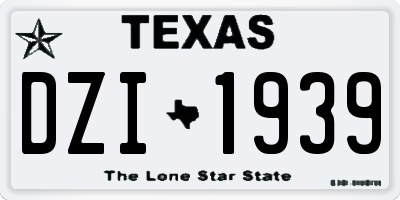 TX license plate DZI1939