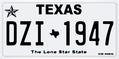 TX license plate DZI1947