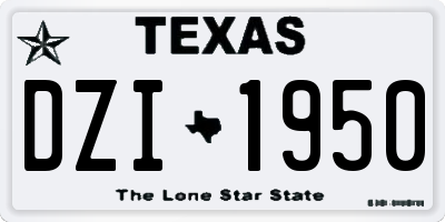 TX license plate DZI1950