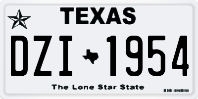 TX license plate DZI1954
