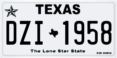 TX license plate DZI1958