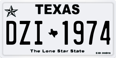 TX license plate DZI1974