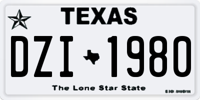 TX license plate DZI1980