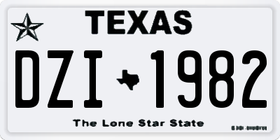 TX license plate DZI1982