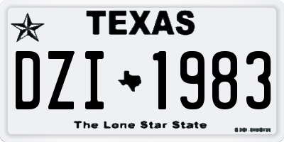 TX license plate DZI1983