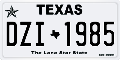 TX license plate DZI1985
