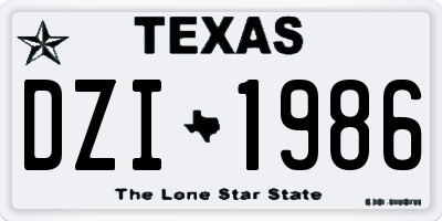 TX license plate DZI1986