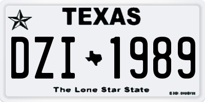 TX license plate DZI1989