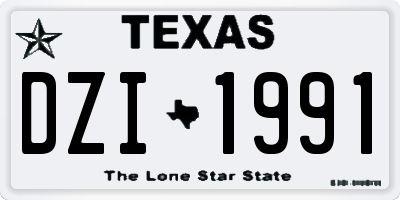 TX license plate DZI1991