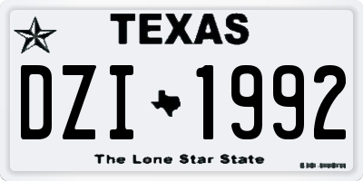 TX license plate DZI1992