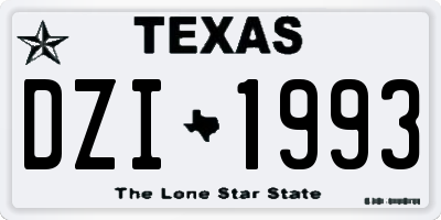 TX license plate DZI1993