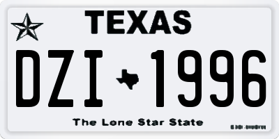 TX license plate DZI1996