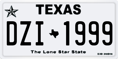 TX license plate DZI1999