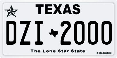 TX license plate DZI2000