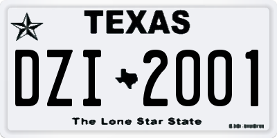 TX license plate DZI2001