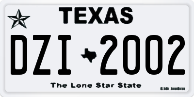 TX license plate DZI2002