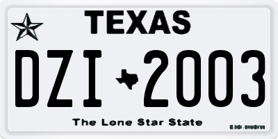 TX license plate DZI2003