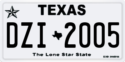 TX license plate DZI2005