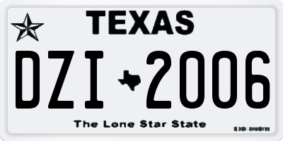 TX license plate DZI2006