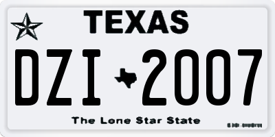 TX license plate DZI2007