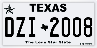 TX license plate DZI2008