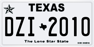 TX license plate DZI2010