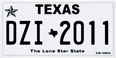 TX license plate DZI2011