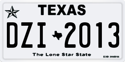 TX license plate DZI2013
