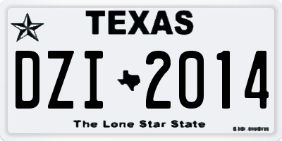 TX license plate DZI2014