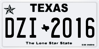 TX license plate DZI2016