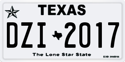 TX license plate DZI2017