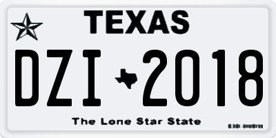 TX license plate DZI2018