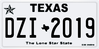 TX license plate DZI2019