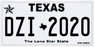 TX license plate DZI2020