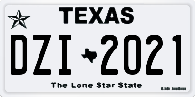 TX license plate DZI2021
