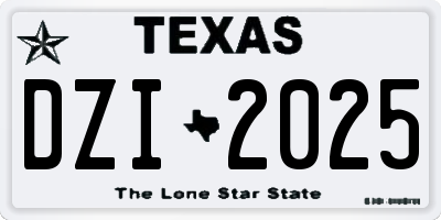 TX license plate DZI2025