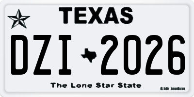 TX license plate DZI2026
