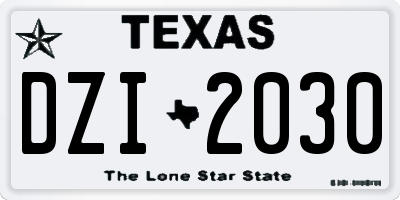 TX license plate DZI2030
