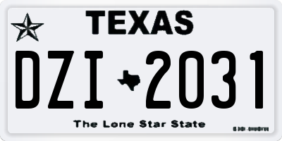 TX license plate DZI2031
