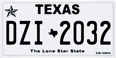 TX license plate DZI2032